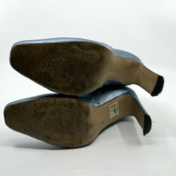 Ice-blue Satin Sock Boot Heel - Picture 6 of 9